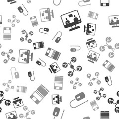 Aufkleber - Set Online education, Computer mouse, Online class and Laptop on seamless pattern. Vector.