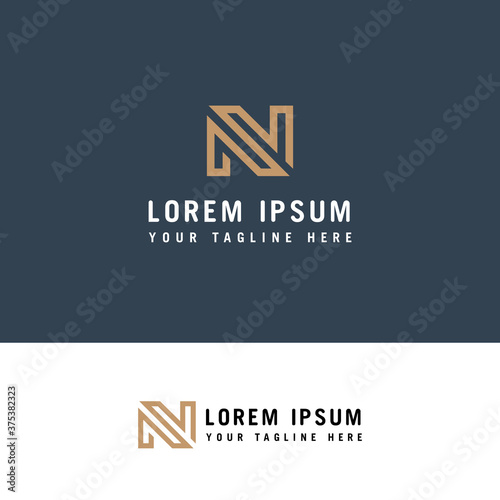 Photographie Simple Letter N Initial logo design