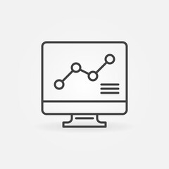 Poster - Computer with Graph linear vector concept icon or logo element