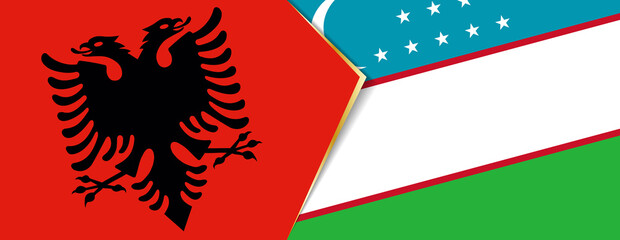 Wall Mural - Albania and Uzbekistan flags, two vector flags.