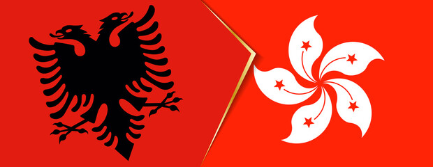 Wall Mural - Albania and Hong Kong flags, two vector flags.