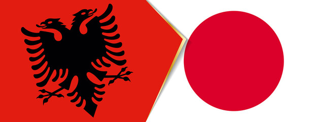 Wall Mural - Albania and Japan flags, two vector flags.