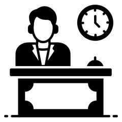 Sticker - 
Front desk officer in icon denoting design of reception
