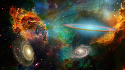 Wall Mural - Deep Space. Elements of this image furnished by NASA. 3D rendering