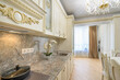 Luxury modern neoclassic beige kitchen interior
