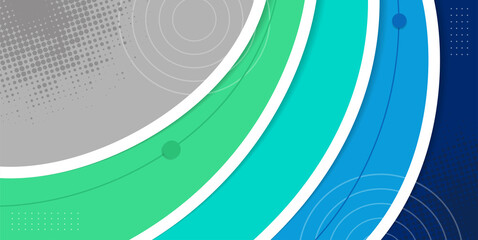 Poster - vector design Template Abstract background with curves lines and shadow. Horizontal layout with combination grey, green, blue and white colors. For flyer, brochure, booklet and websites design.