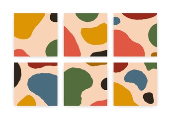 Wall Mural - abstract backgrounds. contemporary set of banners with minimalistic doodle organic shapes, vector so