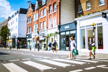 Canvas Print - Typical British high street shopping scene- defocused 