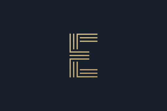 Letter E logo . Letter E design with line art or monoline logo style . vector illustration