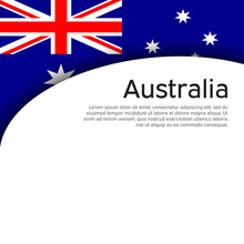 Australia Flag On A White Background. National Poster Design. Business Booklet. State Australian Patriotic Banner, Flyer. Background With Australia Flag. Paper Cut Style. Vector Illustration