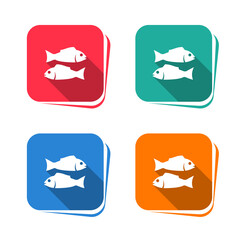 Wall Mural - Fish icon on square button