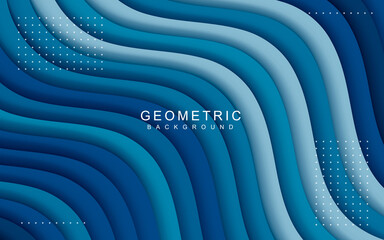 Blue abstract background wavy layer concept.