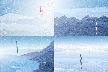 Wall Mural - vector illustration landscape. winter season. vacation concept. cartoon abstraction. scenery. simple