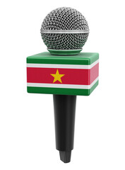 Poster - Microphone and Surinam flag. Image with clipping path