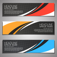 Wall Mural - Web Banner label Background Modern Company Business Office Template Design Horizontal. Dark Black background with light colour. Dynamic Line Sports, clean neat