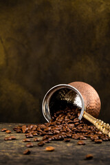 Wall Mural - Overturned coffee pot and coffee beans