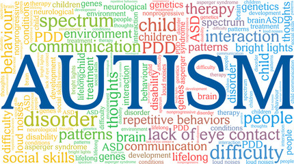 Autism vector illustration word cloud isolated on a white background.