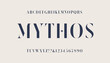 Mythos elegant luxury fashion alphabet; a boutique minimal headline style with capitals and numerals.