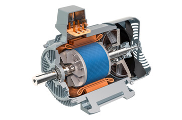 Wall Mural - Section of industrial electric motor, 3D rendering