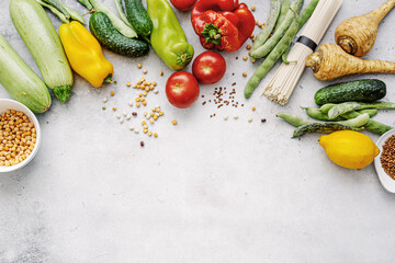 Wall Mural - Appetizing organic vegetables on light background