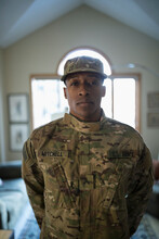 Portrait Confident Male Soldier In Uniform