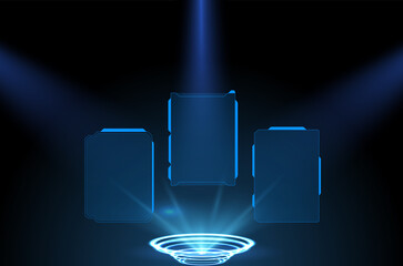 Poster - Futuristic Vector HUD Interface Screen Design. Digital callouts titles. HUD UI GUI futuristic user interface screen elements set. High tech screen for video game. Sci-fi concept design.