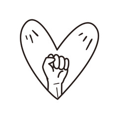 Canvas Print - fist hand in heart line style icon vector design