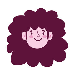 Canvas Print - young girl curly hair female cartoon face isolated icon white background