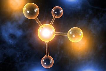 Wall Mural - atomic particle 3d illustration