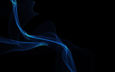 Dark abstract background with a glowing abstract waves