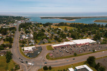 Aerial Of The Little Town Of Bandon In Oregon, USA. 
