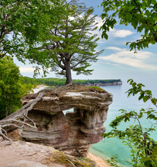 Wall Mural - Chapel Rock Over Lake Superior in Pictured Rocks National Lakeshore in Michigan's Upper Peninsula