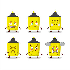 Canvas Print - Yellow highlighter cartoon character with various angry expressions