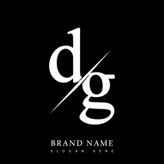 initial logo letter DG for company name black and white color and slash design. vector logotype for business and company identity.