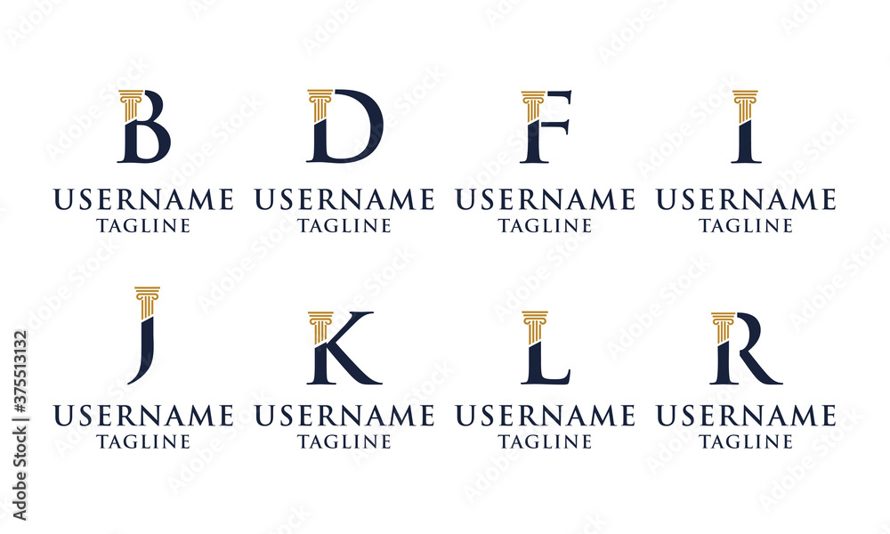 Set of Elegant Initial pillar, Law firm, attorney logo design Template ...
