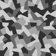 Canvas Print - Camouflage seamless urban pattern. Military geometric camo texture. Army wallpaper. Print on fabric on textiles. Vector black and gray monochrome background