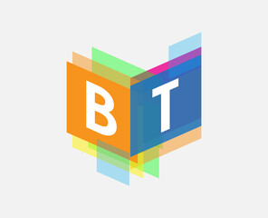 Letter BT logo with colorful geometric shape, letter combination logo design for creative industry, web, business and company.