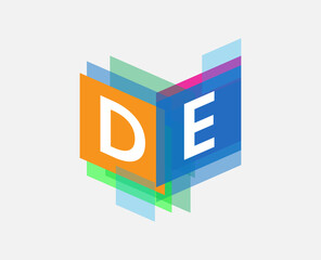 Letter DE logo with colorful geometric shape, letter combination logo design for creative industry, web, business and company.