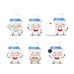 Wall Mural - Cartoon character of bill paper with various chef emoticons