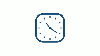 Aqua dark 12 hours counting down clock icon on white background,clock icon