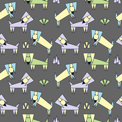 Cute Pet dog seamless pattern. Cute animals in the geometric style. Background for children's fabric, Wallpaper, covers and more .