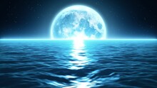 3d Loopable Animation Background Of Moon And Sea.