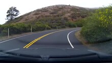 Driving Through The Winding Roads Off The Coast Of California In Marin Highlands On A Hazy, Foggy, Cloudy Day