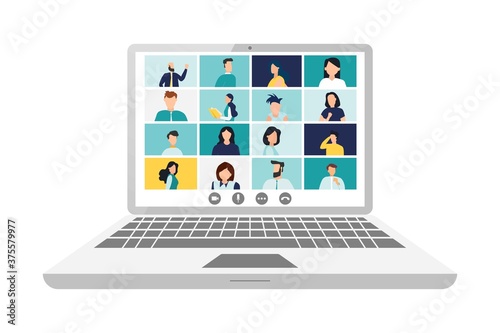 Fotografía Remote working with a business meeting held via a video conference call