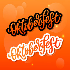 Wall Mural - Oktoberfest celebration background. Happy Oktoberfest in German Lettering typography. Beer festival decoration badge icon.