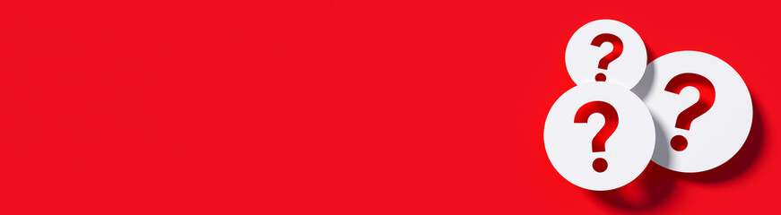 Poster - Question mark in front of a red color wall background. Business support concept - 3D Rendering.