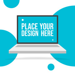 Poster - Laptop in flat style. Computer symbol. Vector illustration.