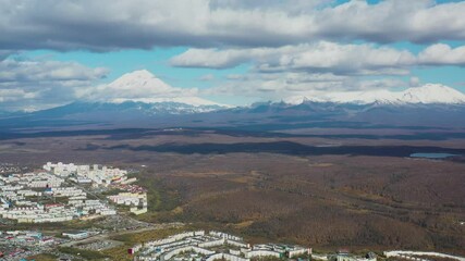 Canvas Print - Aerial view of the urban landscape of Petropavlovsk-Kamchatsky, Russia