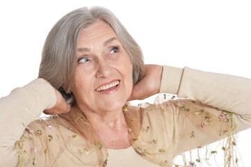 Canvas Print - Close up portrait of beautiful senior woman