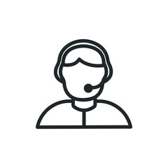 Poster - linear style male customer support icon. help center symbol isolated for web and mobile app. vector 